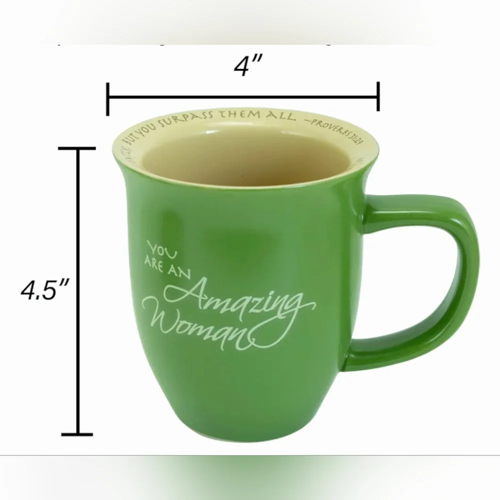 Abbey Gift Amazing Woman Ceramic Mug & Coaster/Lid Set Olive Green NEW NWT - Picture 8 of 10